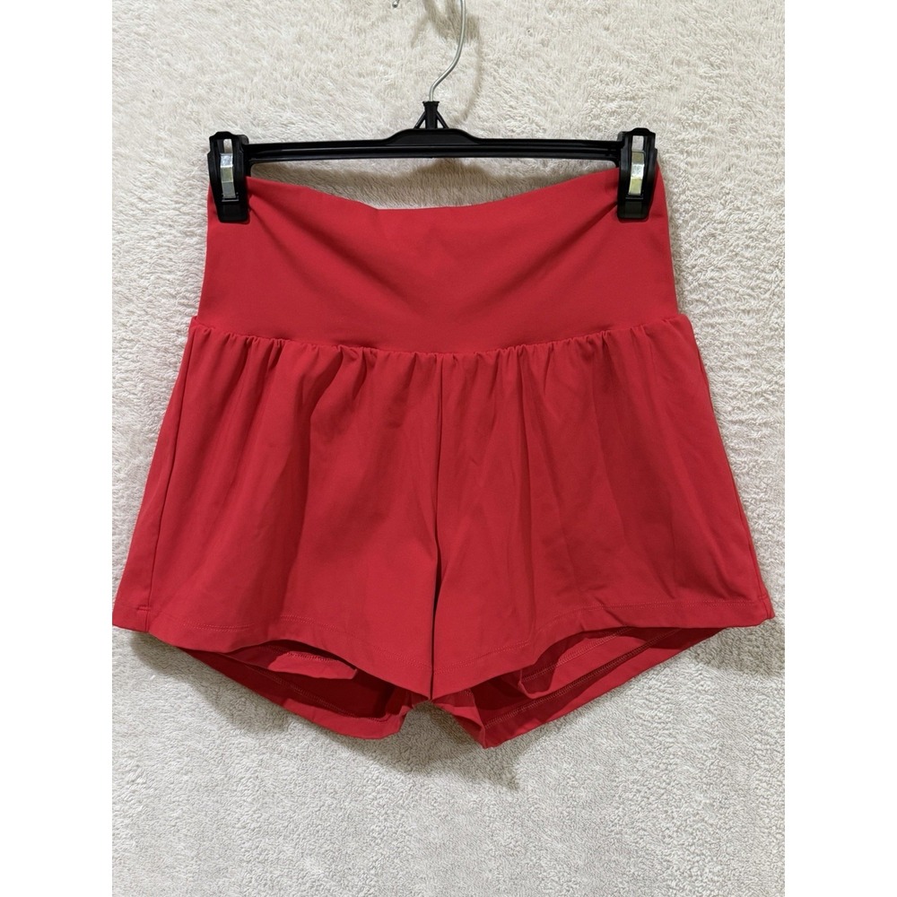 Halara SoftlyZero Airy Super High Waist 2-in-1 Yoga Shorts 3'' Medium Red